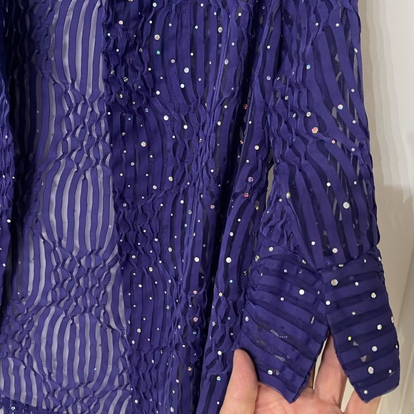 MAXIMA VINTAGE 3-PIECE SKIRT TOP CAMISOLE WOMEN Sz S EMBELLISHED SEQUINS PURPLE - Picture 7 of 16